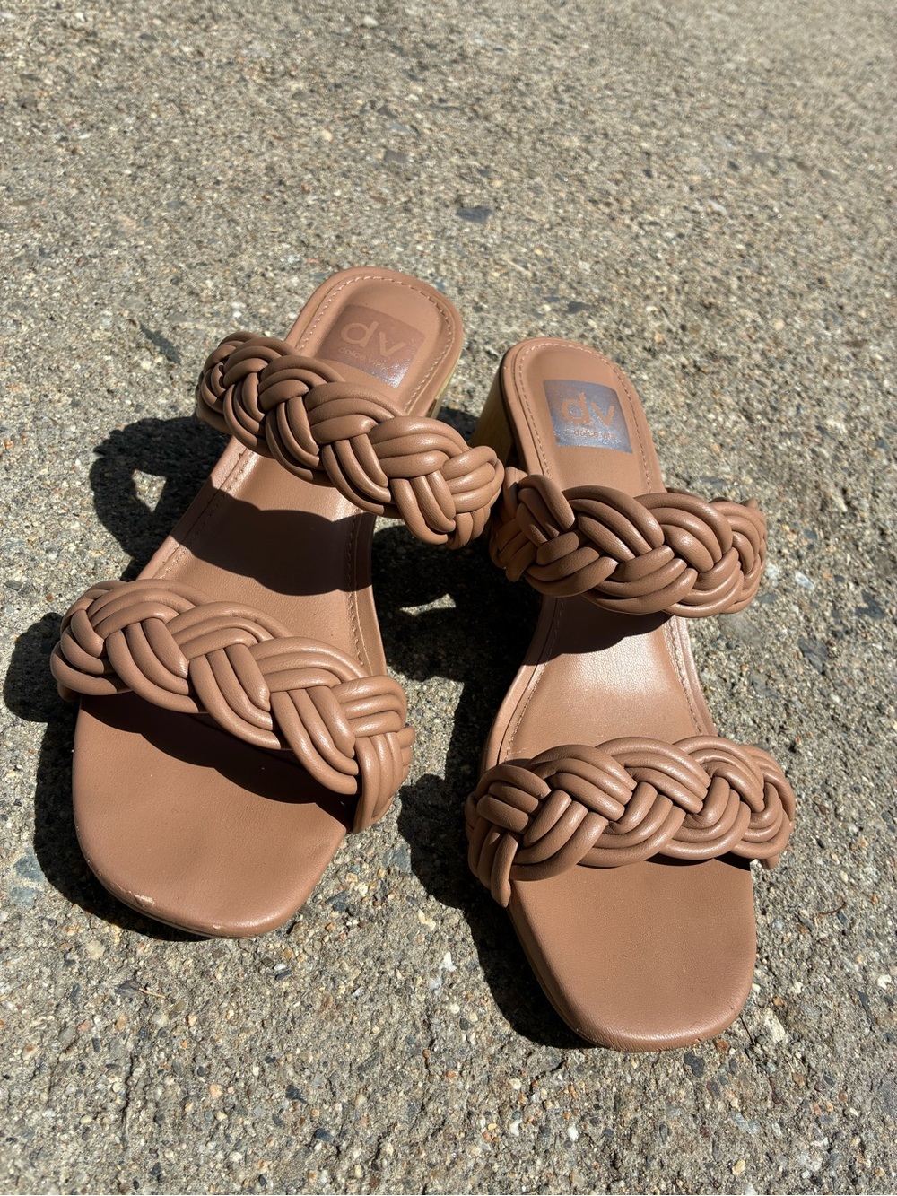 DV by Dolce Vita Brown Braided Double-Strap Slide Sandals